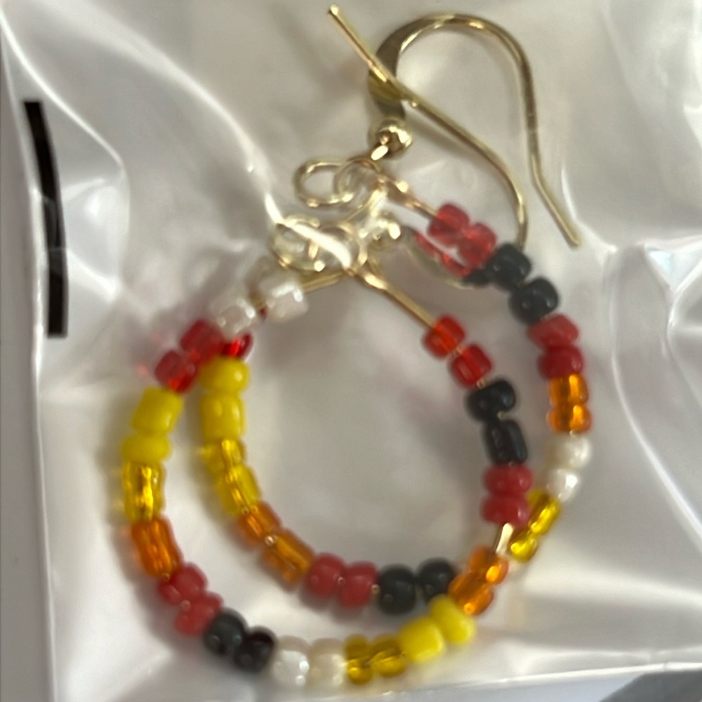 Beaded hoop earrings hand made by creek native